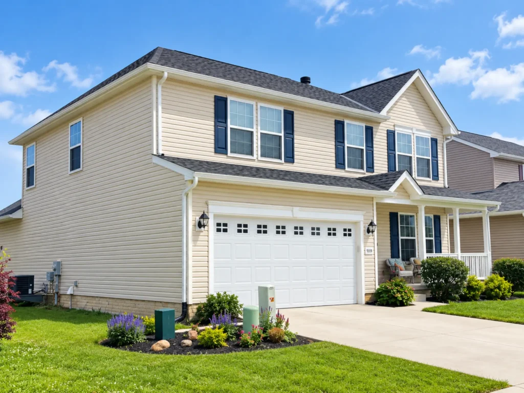 Two-story home with a new asphalt shingle roof